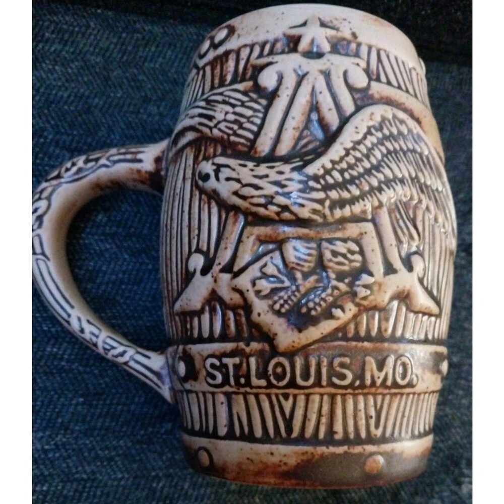 Vintage Anheuser Busch Budweiser Beer Stein Relief Eagle St Louis MO Ceramarte
